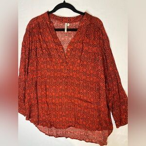 Grand & Greene Red and Black Patterned Blouse
